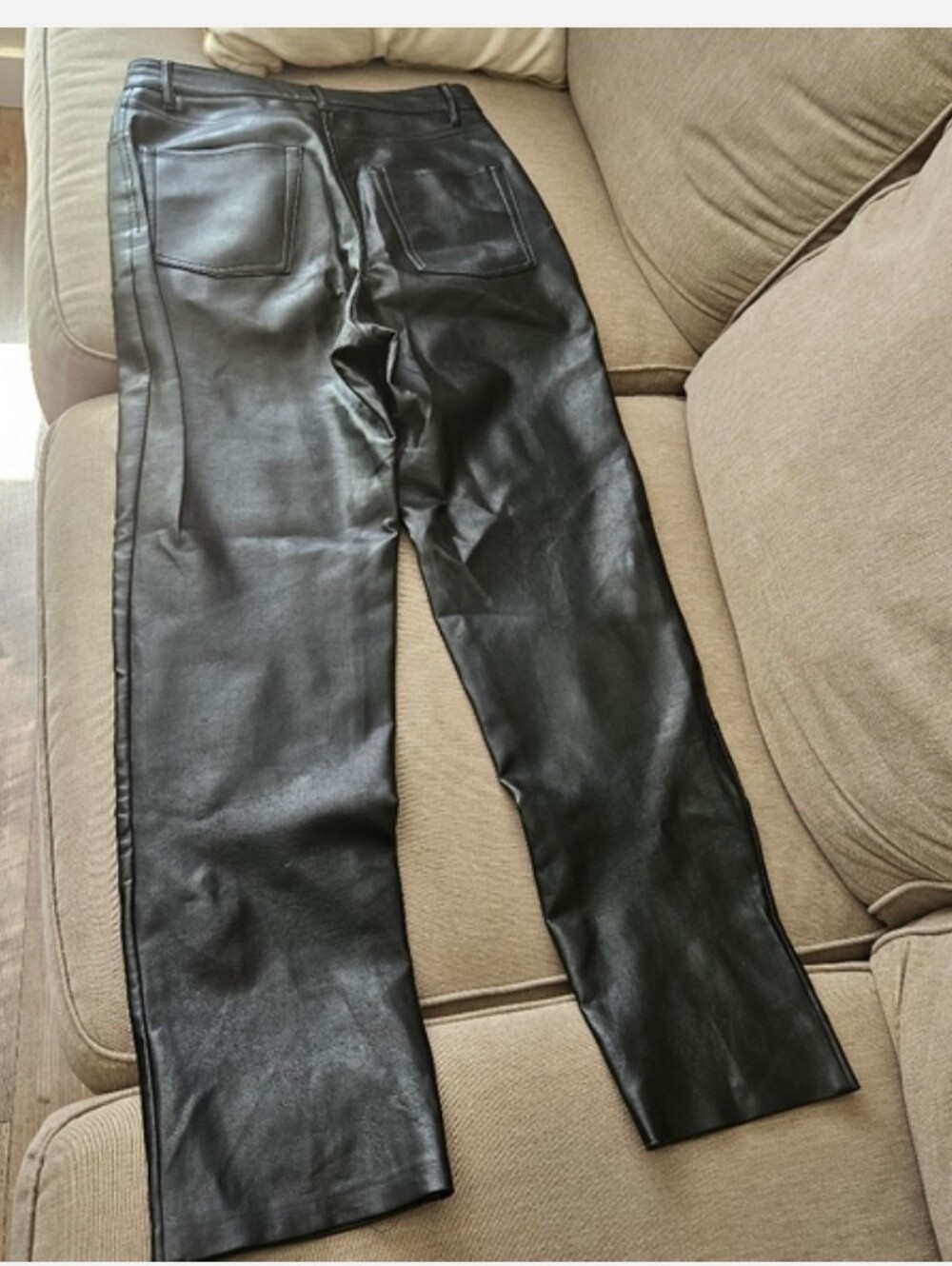 Aritzia Wilfred Melina Pants Black Faux Leather Straight Leg Pleather - Picture 8 of 16